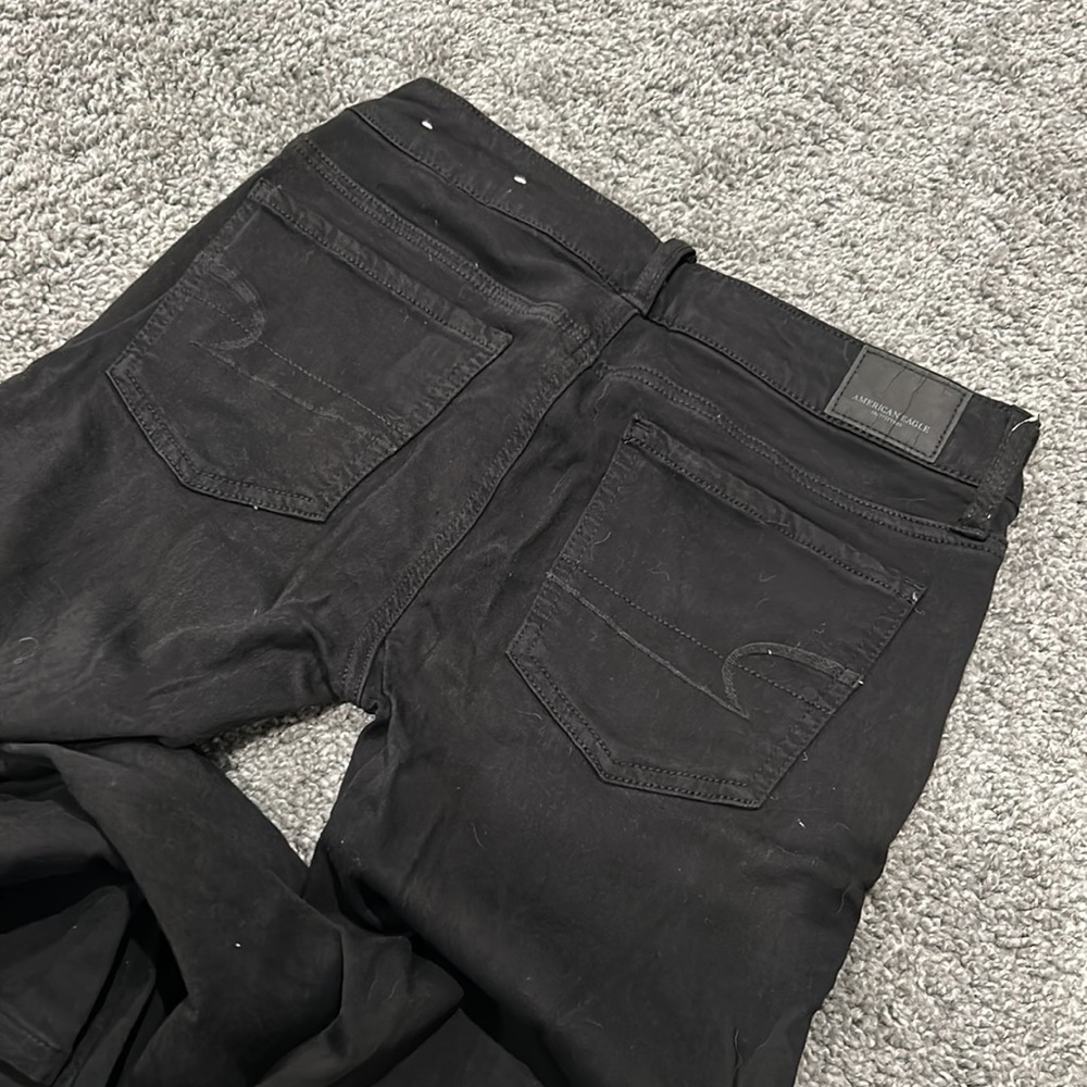 AEO super stretch x black distressed leggings | 2 - Picture 7 of 8